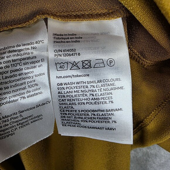 Womens H&M Yellow Ruched Midi Dress Turtleneck Long Sleeve Polyester Stretch XL - Picture 6 of 12